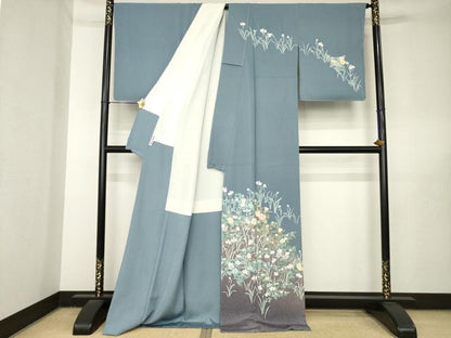 平和屋着物●訪問着　友禅　草花文　ロング丈　正絹　逸品　未使用　AABL5521ck