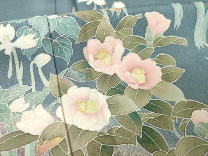 平和屋着物●訪問着　友禅　草花文　ロング丈　正絹　逸品　未使用　AABL5521ck