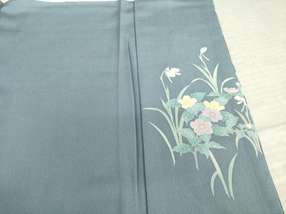平和屋着物●訪問着　友禅　草花文　ロング丈　正絹　逸品　未使用　AABL5521ck