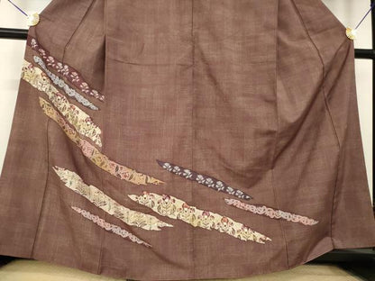 平和屋着物●訪問着　作家物　紬地　更紗花文　ろうけつ染　金彩　正絹　逸品　AABL5522ck