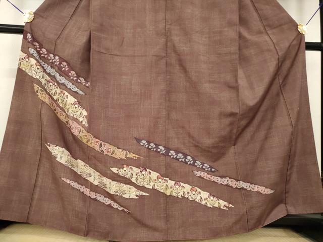 平和屋着物●訪問着　作家物　紬地　更紗花文　ろうけつ染　金彩　正絹　逸品　AABL5522ck