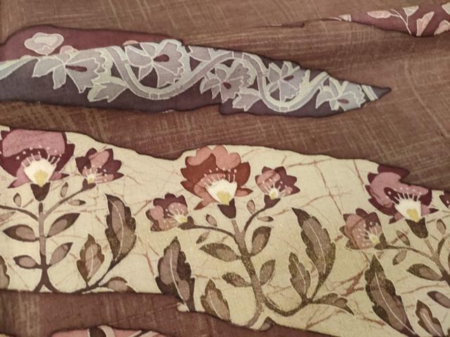 平和屋着物●訪問着　作家物　紬地　更紗花文　ろうけつ染　金彩　正絹　逸品　AABL5522ck