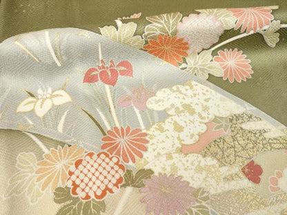 平和屋着物●豪華色留袖　駒刺繍　絵巻風景花文　暈し染め　金銀彩　正絹　逸品　AABL5523ck