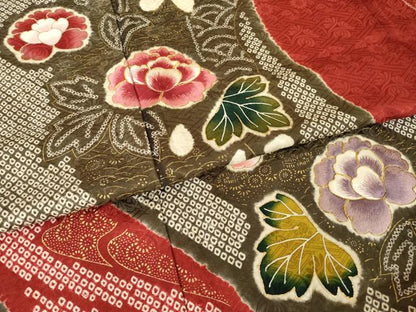 平和屋着物●豪華振袖　絞り　駒刺繍　流水花文　ロング丈　正絹　逸品　AABL5525ck
