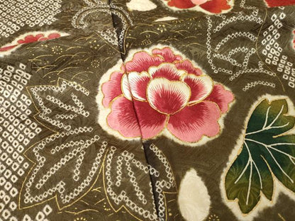 平和屋着物●豪華振袖　絞り　駒刺繍　流水花文　ロング丈　正絹　逸品　AABL5525ck