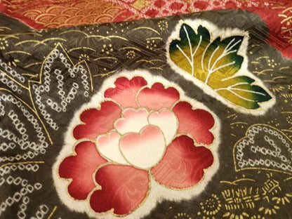 平和屋着物●豪華振袖　絞り　駒刺繍　流水花文　ロング丈　正絹　逸品　AABL5525ck