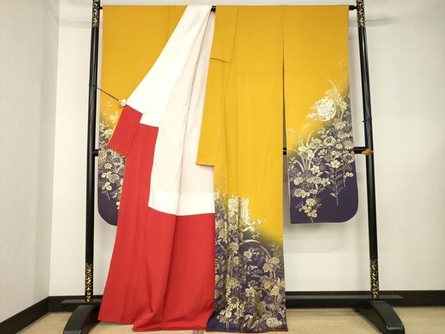 平和屋着物●豪華振袖　御所車文　暈し染め　金銀彩　正絹　逸品　AABL5526ck