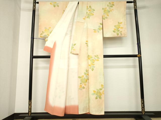 平和屋着物●上質な小紋　地紋起こし　草花文　正絹　逸品　AABL5528ck