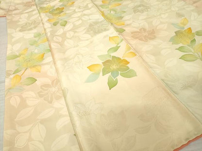 平和屋着物●上質な小紋　地紋起こし　草花文　正絹　逸品　AABL5528ck