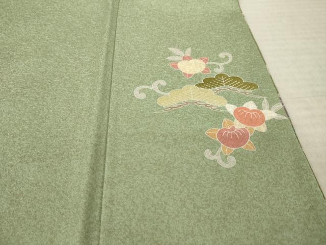 平和屋着物●訪問着　駒刺繍　雪輪花文　暈し染め　金彩　正絹　逸品　AABL5534ck