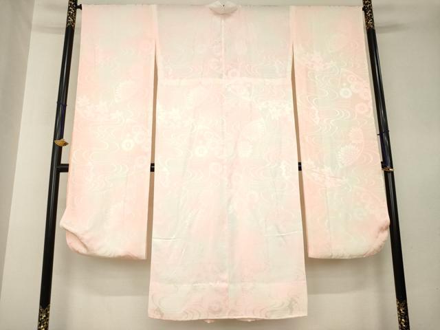 平和屋着物●長襦袢　無双仕立て　流水花地紋　暈し染め　正絹　逸品　AABL5535ck
