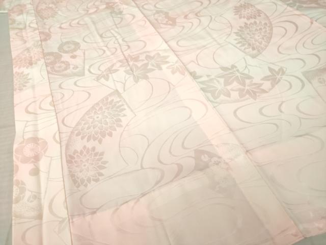 平和屋着物●長襦袢　無双仕立て　流水花地紋　暈し染め　正絹　逸品　AABL5535ck