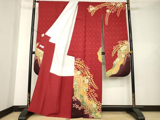 平和屋着物●越後十日町の一流染匠　桐屋・翠山工房　振袖　辻が花　道長花文　やまと誂製　正絹　逸品　AABL5536ck