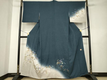 平和屋着物●和紙染染色作家・植村彩弘　訪問着　手描き　枝花文　暈し染め　金銀彩　正絹　逸品　AABL5537ck