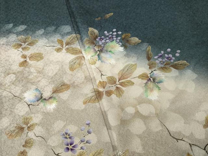 平和屋着物●和紙染染色作家・植村彩弘　訪問着　手描き　枝花文　暈し染め　金銀彩　正絹　逸品　AABL5537ck