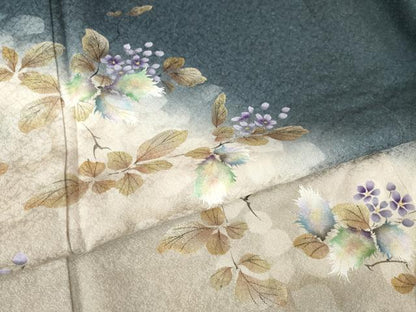 平和屋着物●和紙染染色作家・植村彩弘　訪問着　手描き　枝花文　暈し染め　金銀彩　正絹　逸品　AABL5537ck