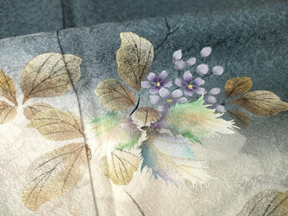 平和屋着物●和紙染染色作家・植村彩弘　訪問着　手描き　枝花文　暈し染め　金銀彩　正絹　逸品　AABL5537ck