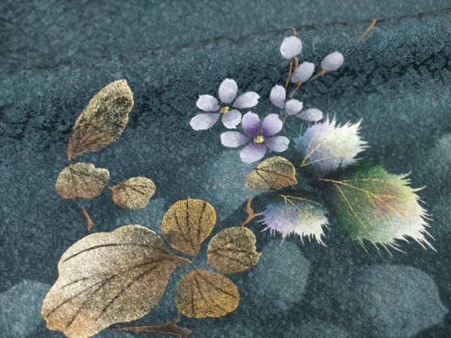 平和屋着物●和紙染染色作家・植村彩弘　訪問着　手描き　枝花文　暈し染め　金銀彩　正絹　逸品　AABL5537ck