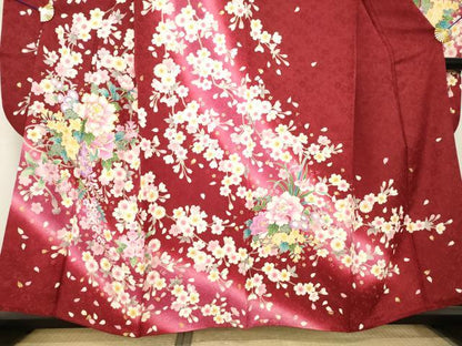 平和屋着物●豪華振袖　駒刺繍　花篭文　暈し染め　金彩　金通し地　正絹　逸品　AABL5538ck