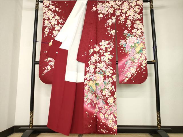 平和屋着物●豪華振袖　駒刺繍　花篭文　暈し染め　金彩　金通し地　正絹　逸品　AABL5538ck