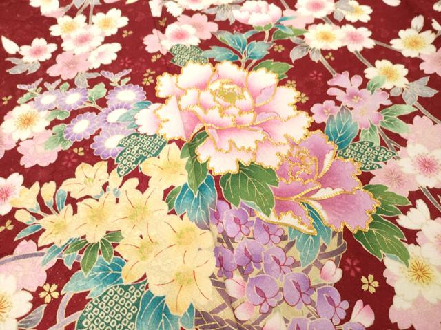 平和屋着物●豪華振袖　駒刺繍　花篭文　暈し染め　金彩　金通し地　正絹　逸品　AABL5538ck