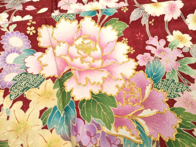 平和屋着物●豪華振袖　駒刺繍　花篭文　暈し染め　金彩　金通し地　正絹　逸品　AABL5538ck