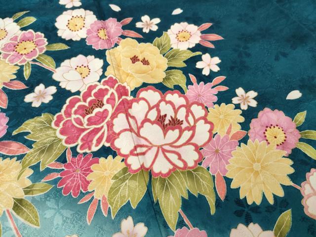 平和屋着物●豪華振袖　舞花文　金彩　京都きもの友禅扱い　正絹　逸品　AABL5540ck