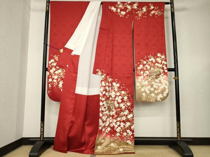 平和屋着物●豪華振袖　駒刺繍　御所車花文　暈し染め　金彩　鈴乃屋扱い　正絹　逸品　AABL5541ck