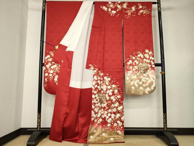 平和屋着物●豪華振袖　駒刺繍　御所車花文　暈し染め　金彩　鈴乃屋扱い　正絹　逸品　AABL5541ck