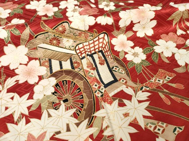 平和屋着物●豪華振袖　駒刺繍　御所車花文　暈し染め　金彩　鈴乃屋扱い　正絹　逸品　AABL5541ck