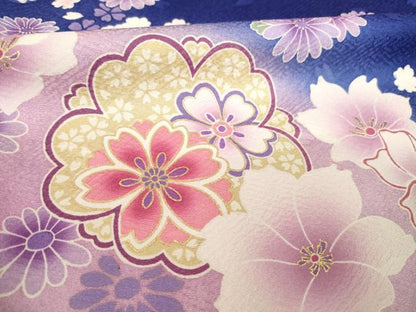 平和屋着物●豪華振袖　駒刺繍　流水花文　暈し染め　正絹　逸品　AABL5542ck