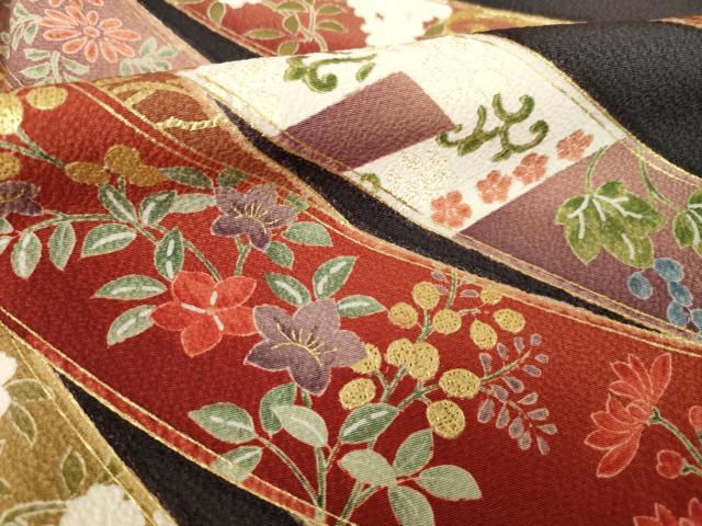 平和屋着物●豪華振袖　束ね熨斗花文　暈し染め　金彩　正絹　逸品　AABL5543ck