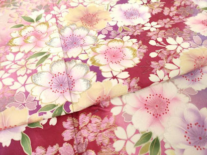 平和屋着物●豪華振袖　刺繍　流水花文　暈し染め　金銀糸　金銀彩　正絹　逸品　AABL5544ck