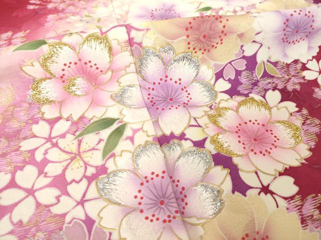 平和屋着物●豪華振袖　刺繍　流水花文　暈し染め　金銀糸　金銀彩　正絹　逸品　AABL5544ck