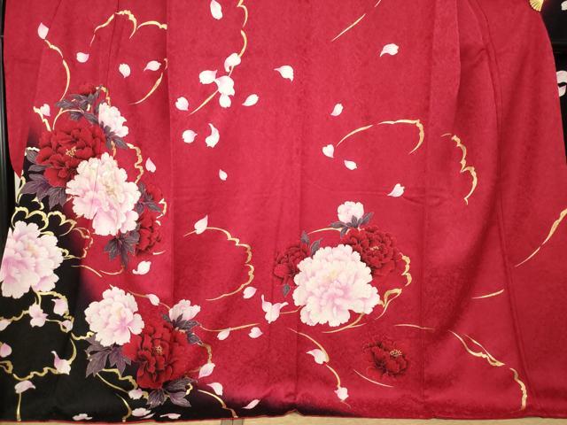 平和屋着物●豪華振袖　舞花文　暈し染め　金彩　ロング丈　正絹　逸品　AABL5549ck