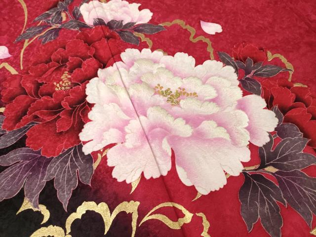 平和屋着物●豪華振袖　舞花文　暈し染め　金彩　ロング丈　正絹　逸品　AABL5549ck