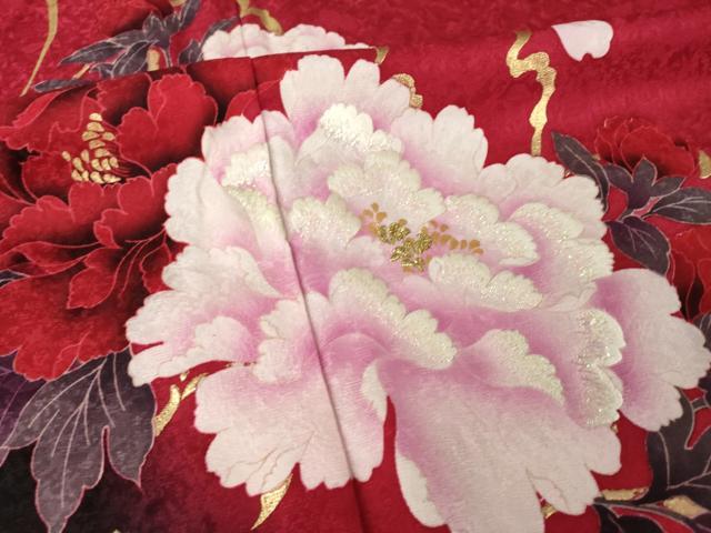 平和屋着物●豪華振袖　舞花文　暈し染め　金彩　ロング丈　正絹　逸品　AABL5549ck