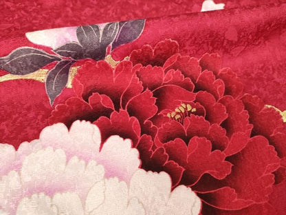平和屋着物●豪華振袖　舞花文　暈し染め　金彩　ロング丈　正絹　逸品　AABL5549ck