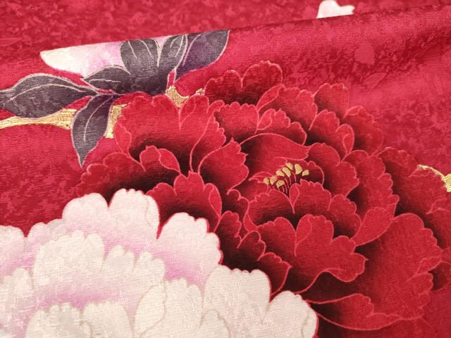 平和屋着物●豪華振袖　舞花文　暈し染め　金彩　ロング丈　正絹　逸品　AABL5549ck