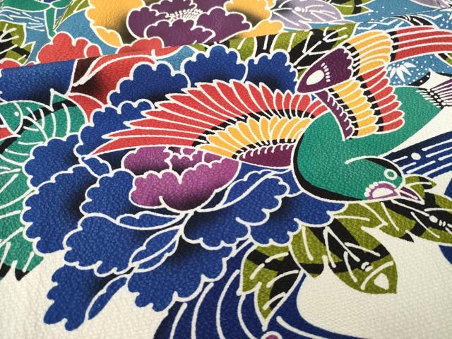 平和屋着物●豪華振袖　紅型　流水花鳥文　正絹　逸品　AABL5551ck