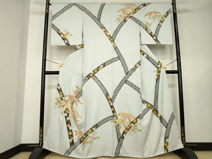 平和屋着物●訪問着　駒刺繍　笹花文　金彩　正絹　逸品　AABL5552ck