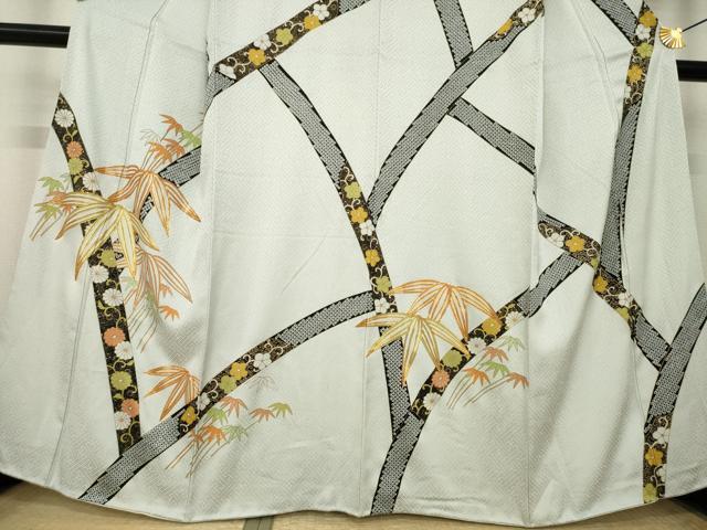 平和屋着物●訪問着　駒刺繍　笹花文　金彩　正絹　逸品　AABL5552ck
