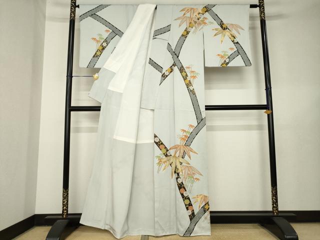 平和屋着物●訪問着　駒刺繍　笹花文　金彩　正絹　逸品　AABL5552ck