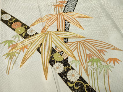 平和屋着物●訪問着　駒刺繍　笹花文　金彩　正絹　逸品　AABL5552ck