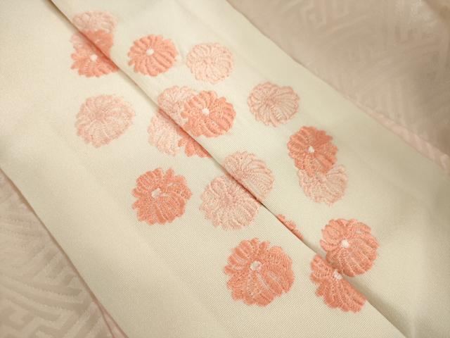 平和屋着物●振袖用長襦袢　袷　総絞り　飛鶴松文　半衿刺繍　正絹　逸品　AABL5554ck