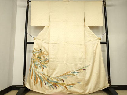 平和屋着物●豪華色留袖　駒刺繍　舞花文　金彩　正絹　逸品　AABL5556ck