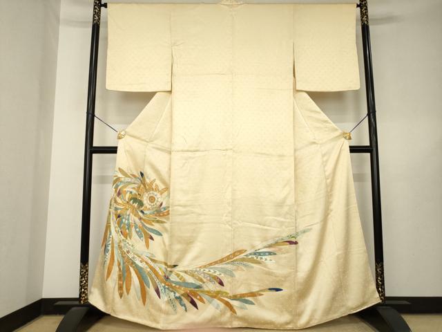 平和屋着物●豪華色留袖　駒刺繍　舞花文　金彩　正絹　逸品　AABL5556ck