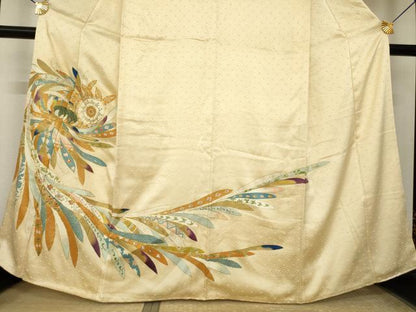平和屋着物●豪華色留袖　駒刺繍　舞花文　金彩　正絹　逸品　AABL5556ck