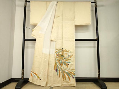平和屋着物●豪華色留袖　駒刺繍　舞花文　金彩　正絹　逸品　AABL5556ck