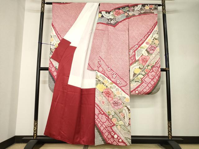 平和屋着物●名門　藤娘きぬたや・総絞り　振袖　流水花文　金彩　正絹　逸品　AABL5561ck